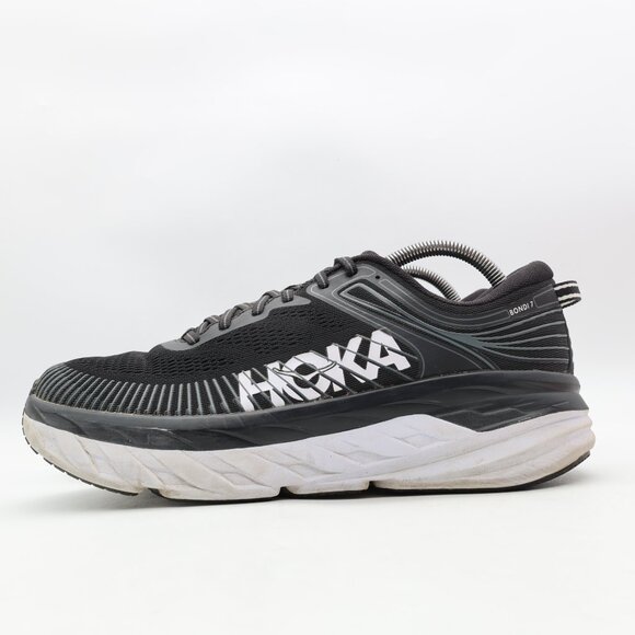 Hoka One One Bondi 7 Women’s Size 10.5 Black & White Running Athletic Sneakers - Picture 4 of 9